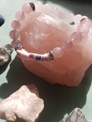 "KARMA" Rose Quartz and White Jade Bracelet 