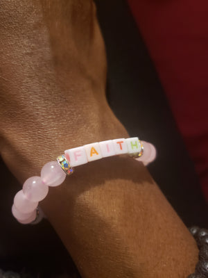 "FAITH" Rose Quartz and White Jade Bracelet