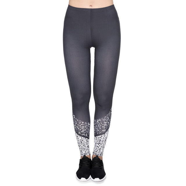 Black Stitching Printed Leggings